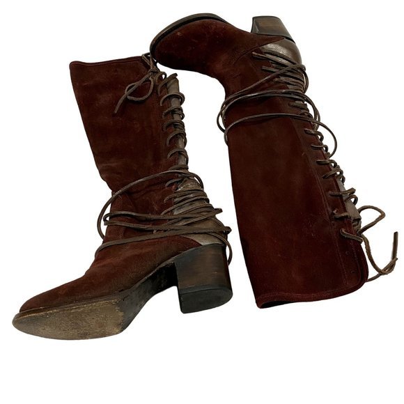 Freebird By Steven Coal Wine Color Lace Up Boot Size 7 Rare Color - Picture 2 of 8